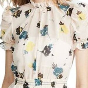 Self Portrait Ruffle Floral Print Top Sz 8 L444